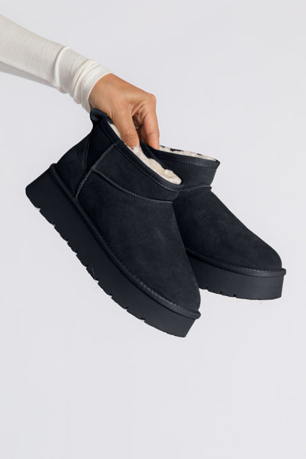 Bottes de Neige Fourrées Suède Châtaigne