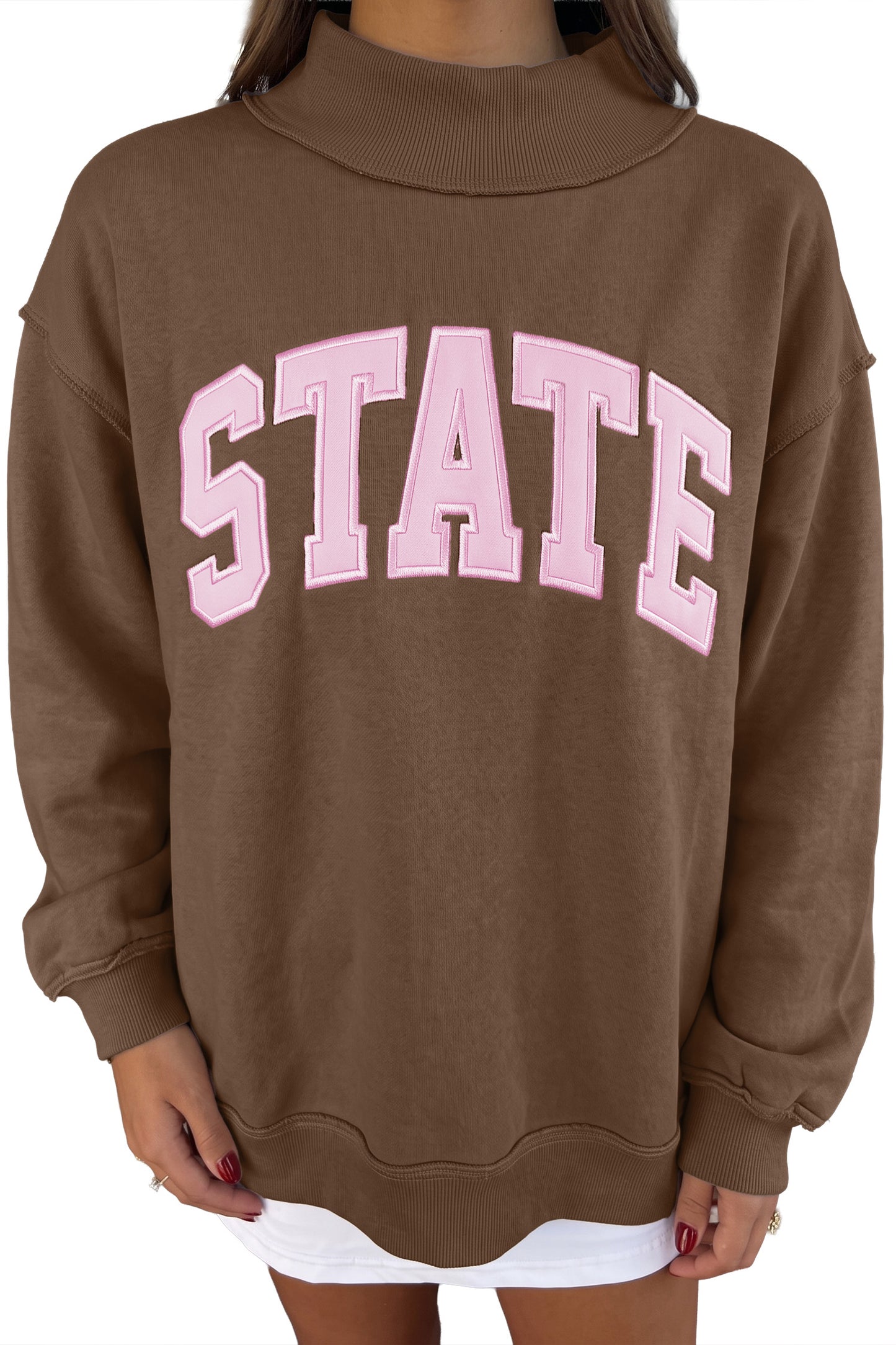 Sweat-shirt Loose Graphique STATE – Col Montant Coutures Apparentes
